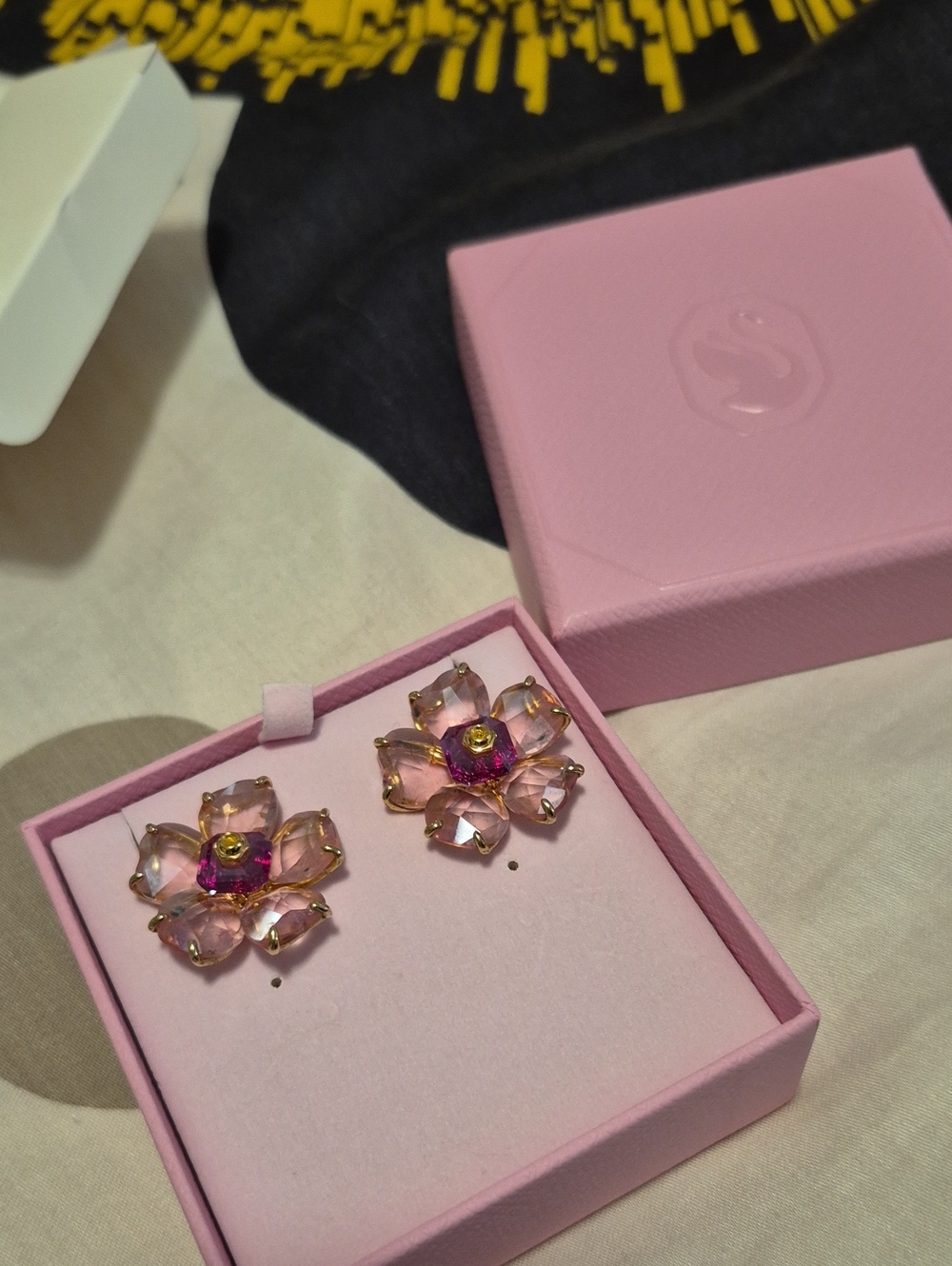 Swarovski Idyllia Pink Flower Crystal Stud Earrings - Swarovski Crystal :